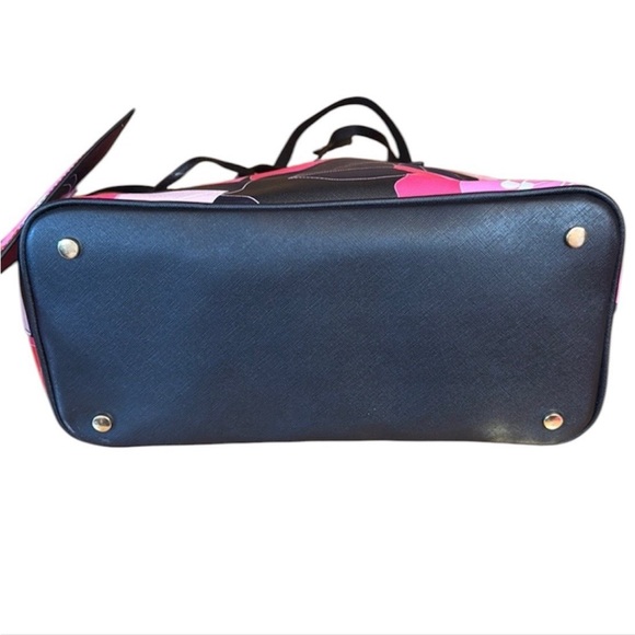 Trina Turk Black and Pink Floral Tote with Pouch - Picture 2 of 7